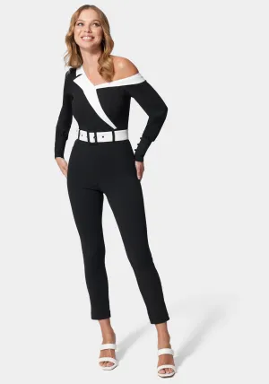 Asymmetric Tailored Colorblock Jumpsuit