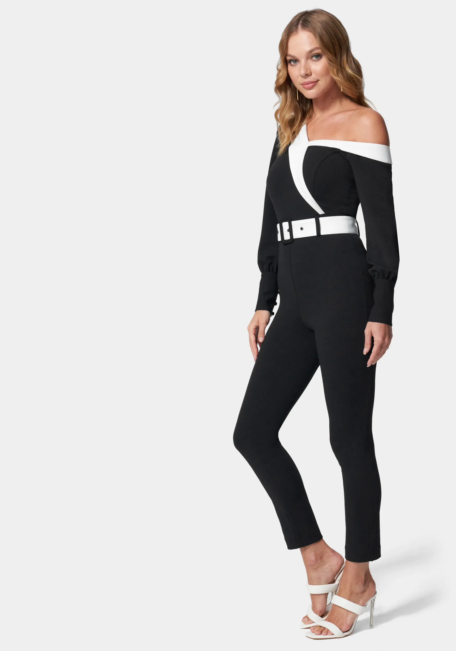 Asymmetric Tailored Colorblock Jumpsuit