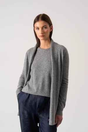 Aurea 100% Cashmere Cardigan Mélange Grey