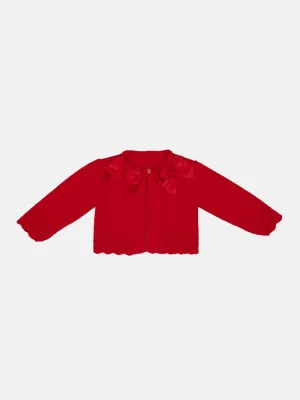 Baby Girl Cardigan with 2 Big Bows - Red