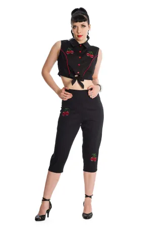 Banned Retro Sweet Revenge Cherry Skull Rockabilly Trousers