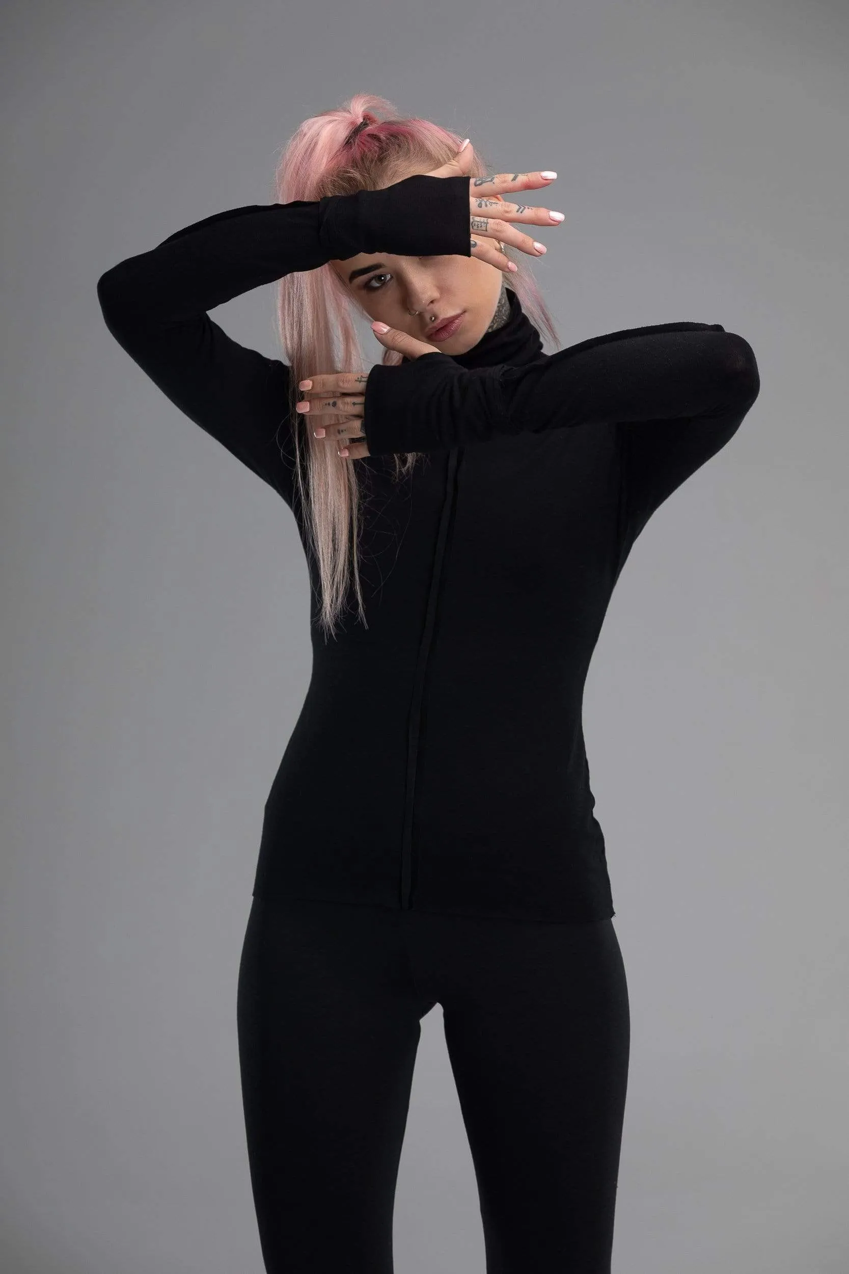 Black turtleneck top