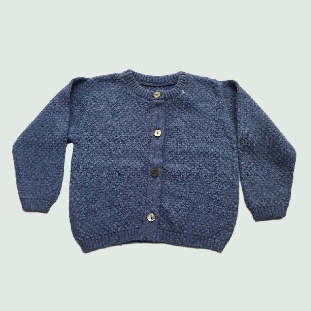 Blue Cardigan for Baby | 100% Organic Cotton-Silk