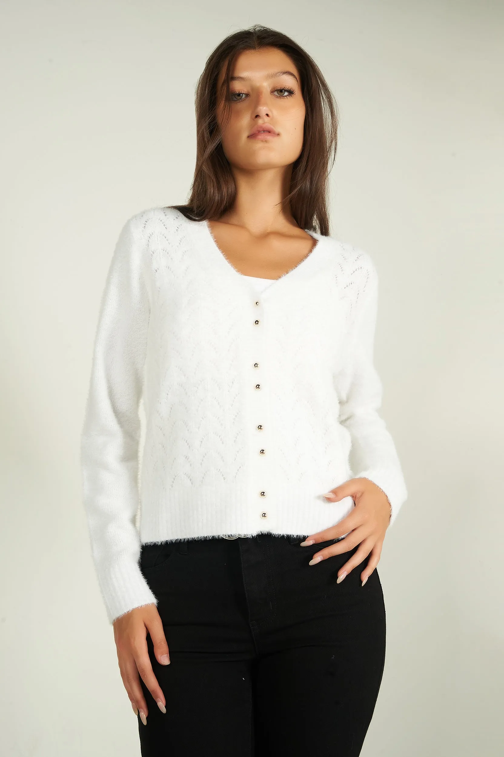 Cardigan court en tricot - NAO - (E-A2)