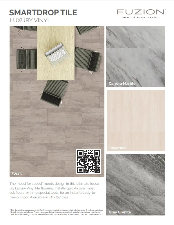 Carrera Marble - Fuzion Smartdrop Elite Tile 12" x 24" Vinyl Tile