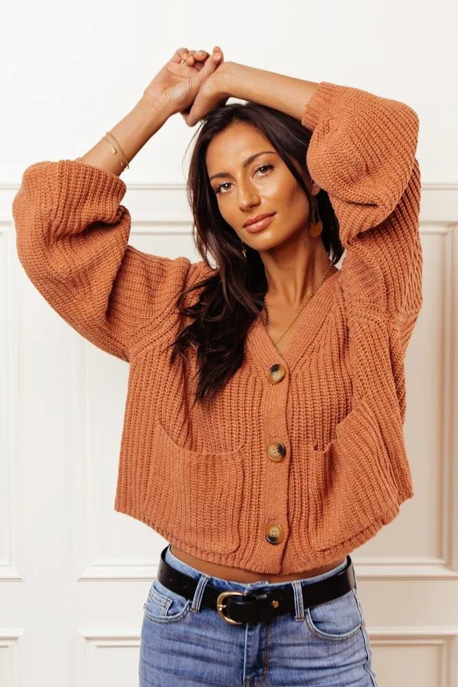 Celeste Button Front Cardigan in Rust