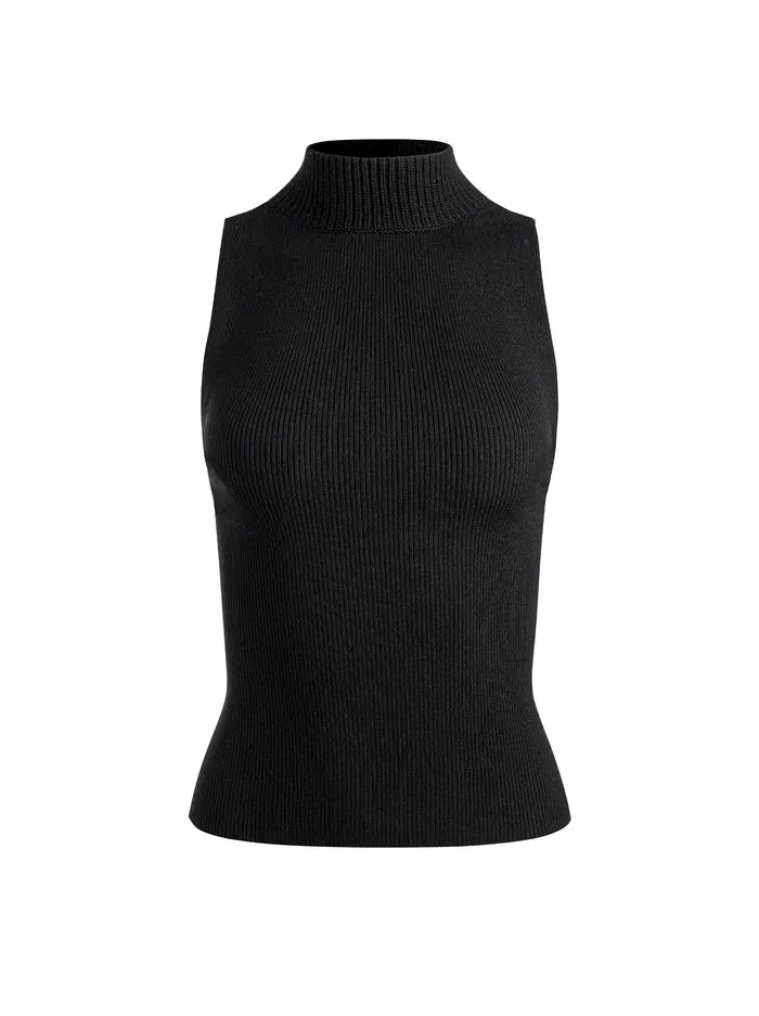 Darcey Turtleneck Sweater Tank - Black