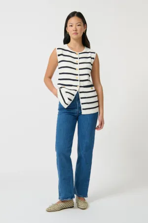 Helena Gilet Stripe I Navy/White