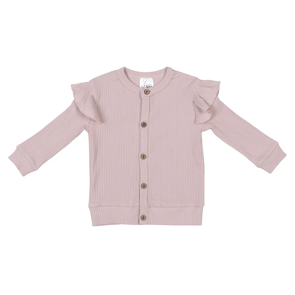 hi-hop Ruffle Ribbed Cardigan