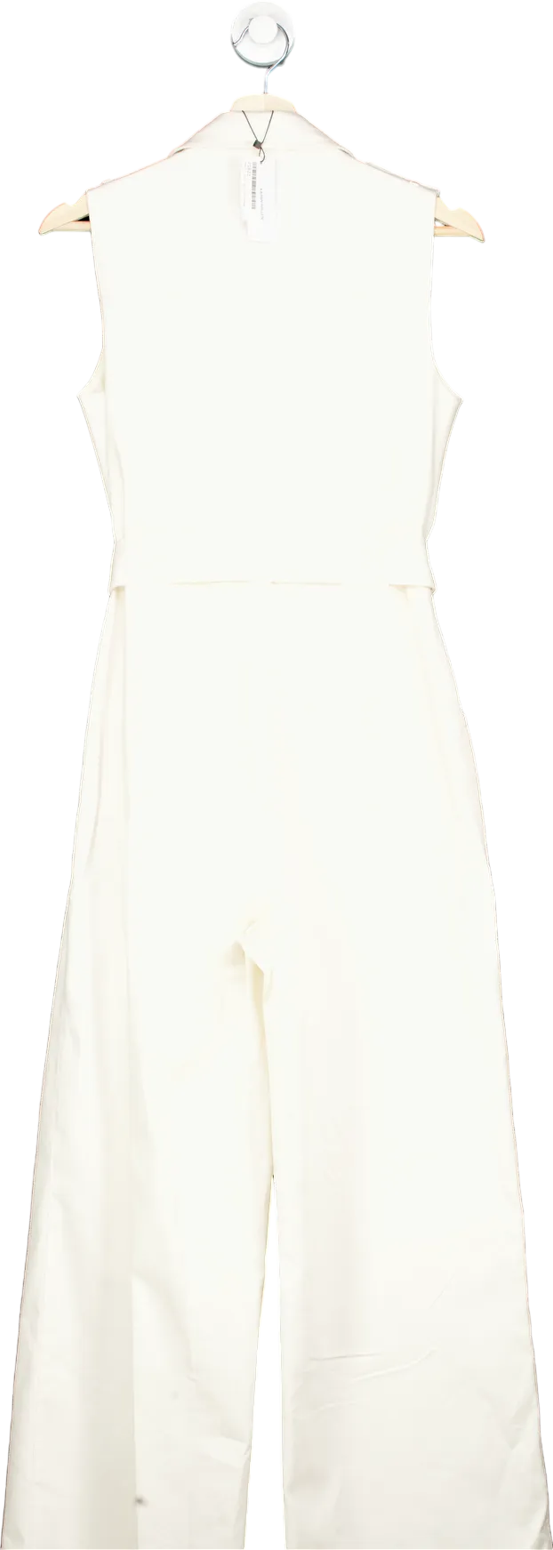 Karen Millen Ivory Tailored Denim Belted Shirt Wide Leg Jumpsuit UK 10