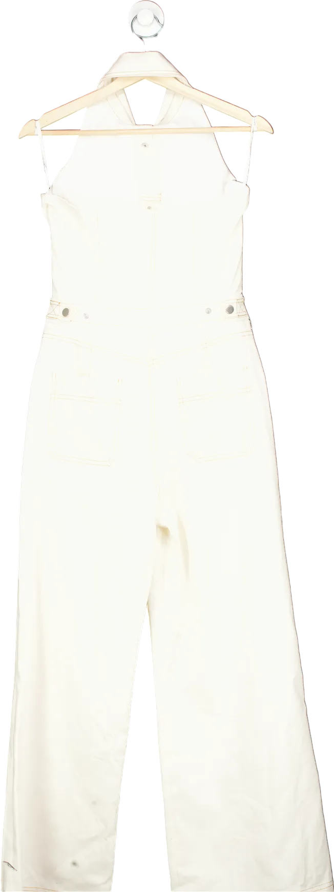 Karen Millen Ivory Tailored Denim Halterneck Wide Leg Jumpsuit UK 8