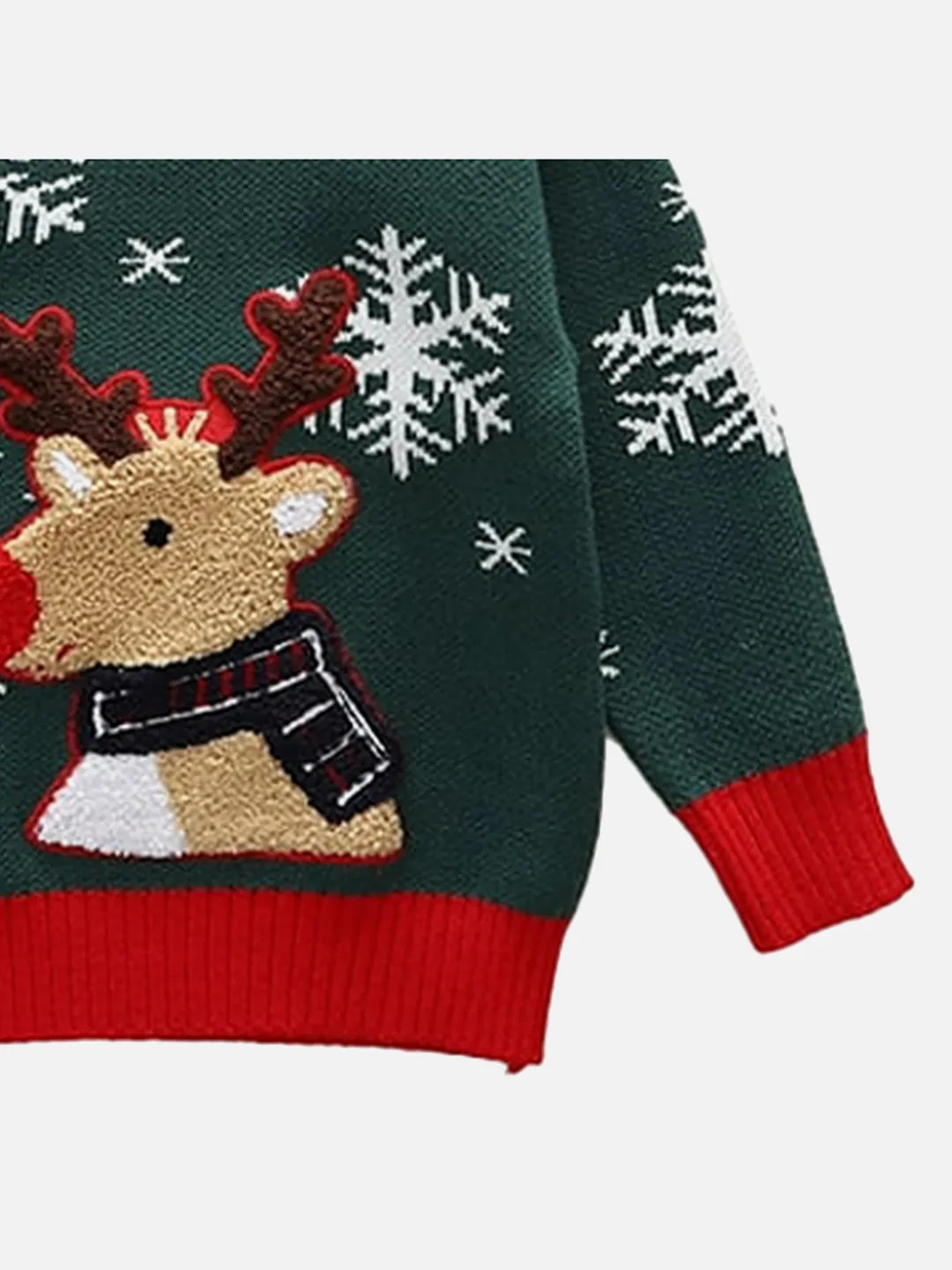 Little Surprise Box Green Flakes Reindeer Warmer Cardigan & Christmas Sweater for Kids