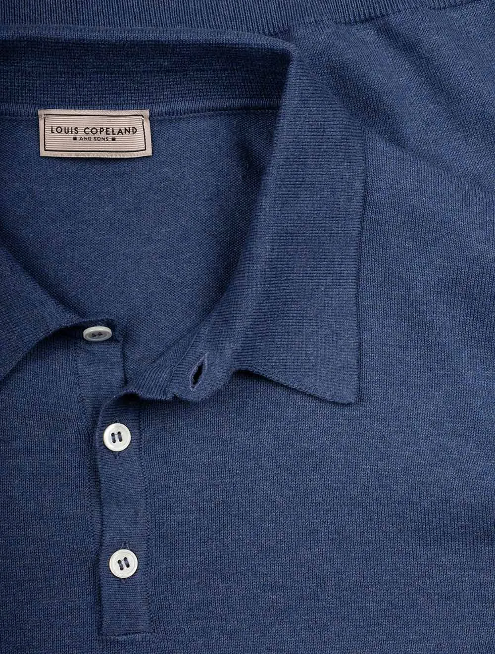 Merino Long Sleeve Polo Blue