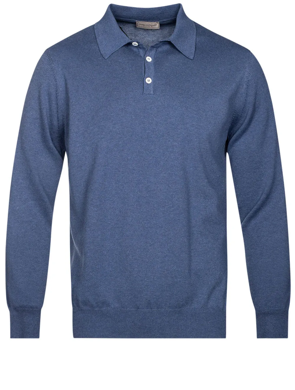 Merino Long Sleeve Polo Blue