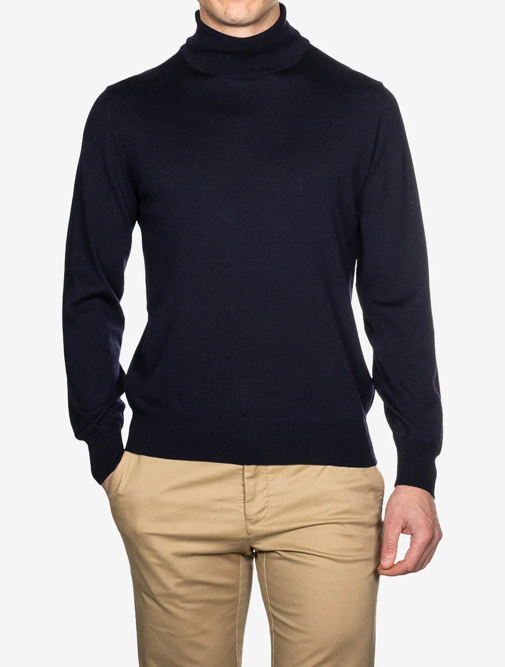 Merino Wool Turtle Neck Navy