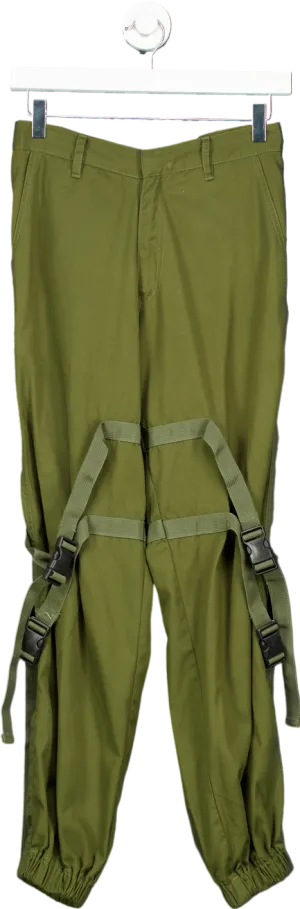 Motel Olive Green Strapped Cargo Trousers UK XS