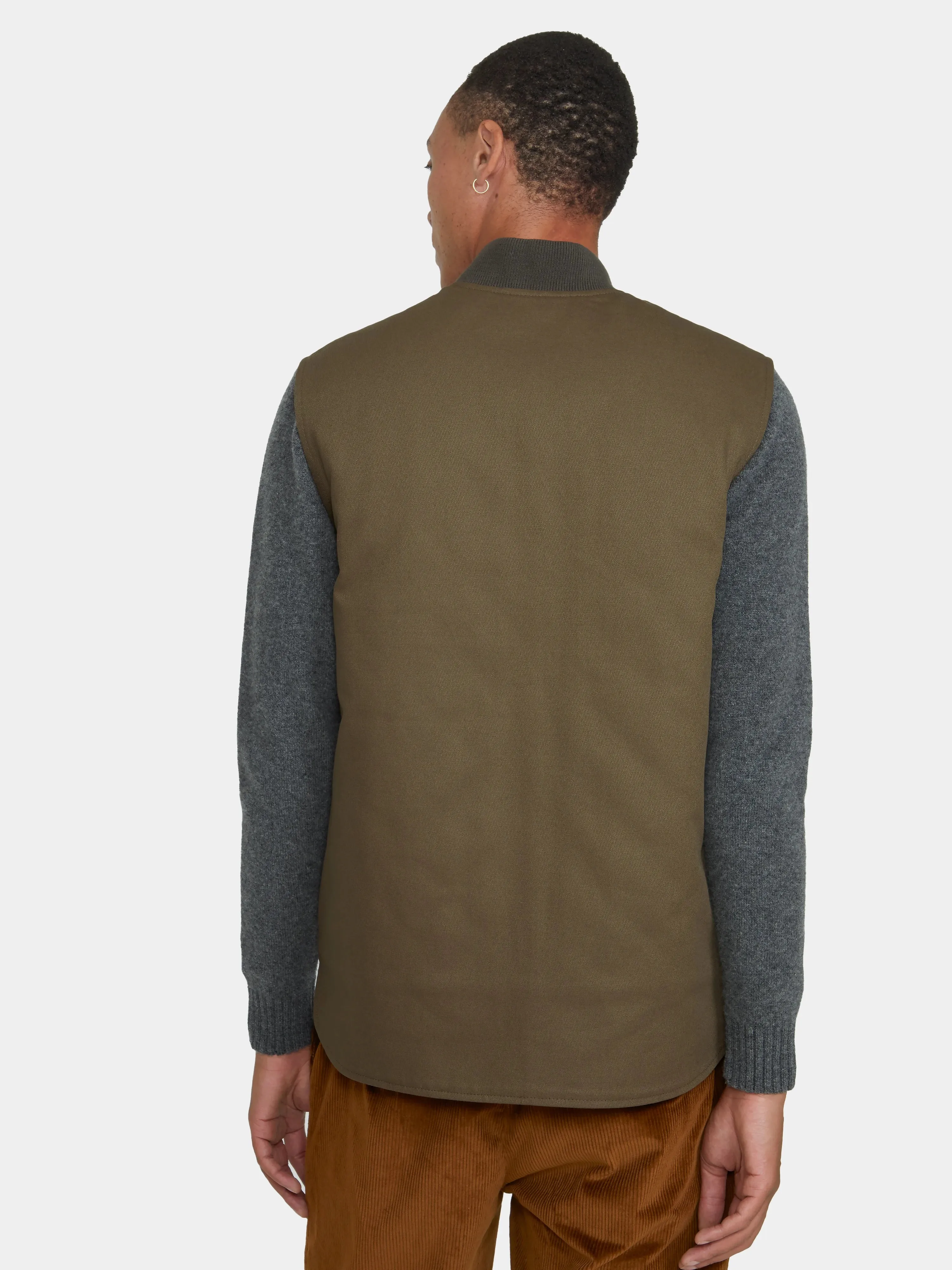 Olive Cotton Twill Gilet