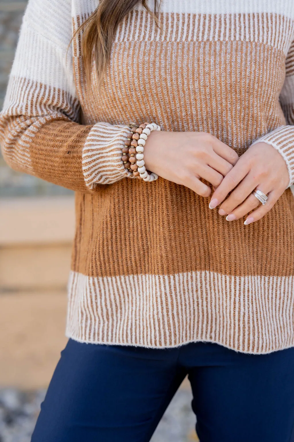 Ombre Striped Turtleneck Sweater