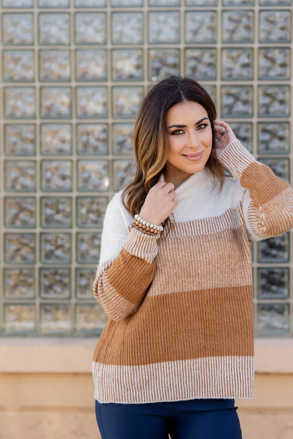 Ombre Striped Turtleneck Sweater