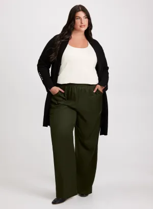 Open-Front Cardigan & Tencel Cargo Pants