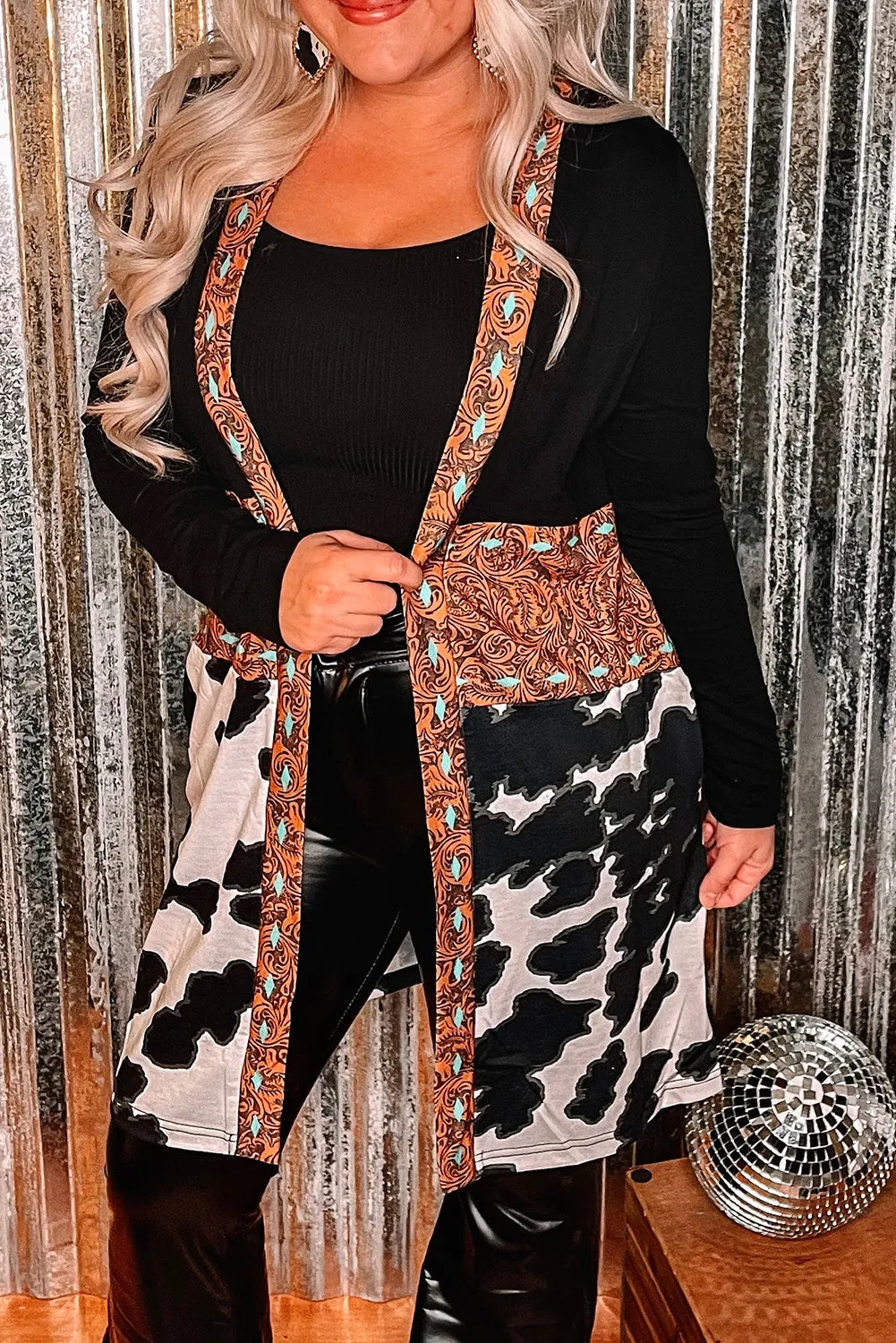 Paisley & Animal Print Fall Long Cardigan