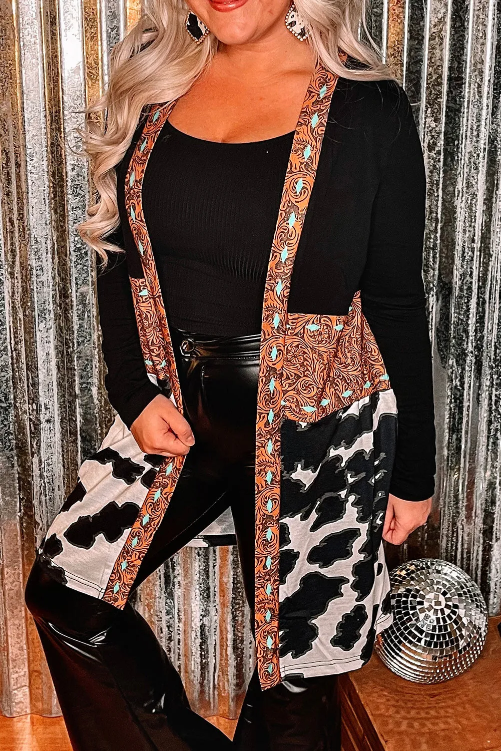 Paisley & Animal Print Fall Long Cardigan