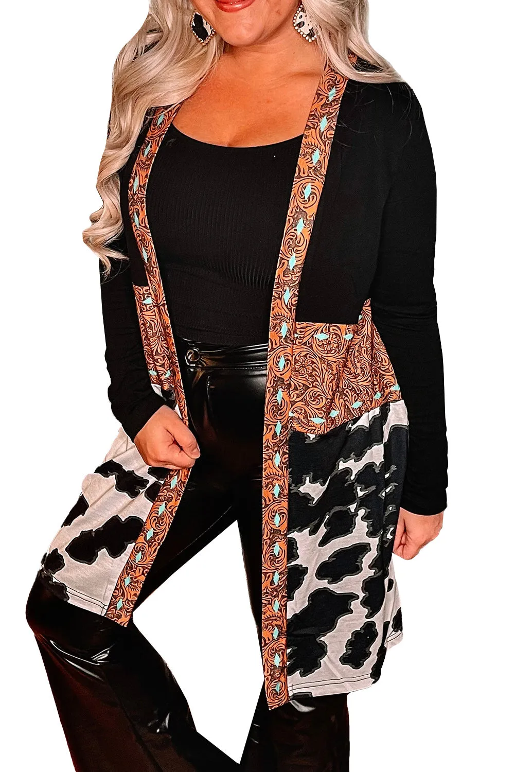 Paisley & Animal Print Fall Long Cardigan