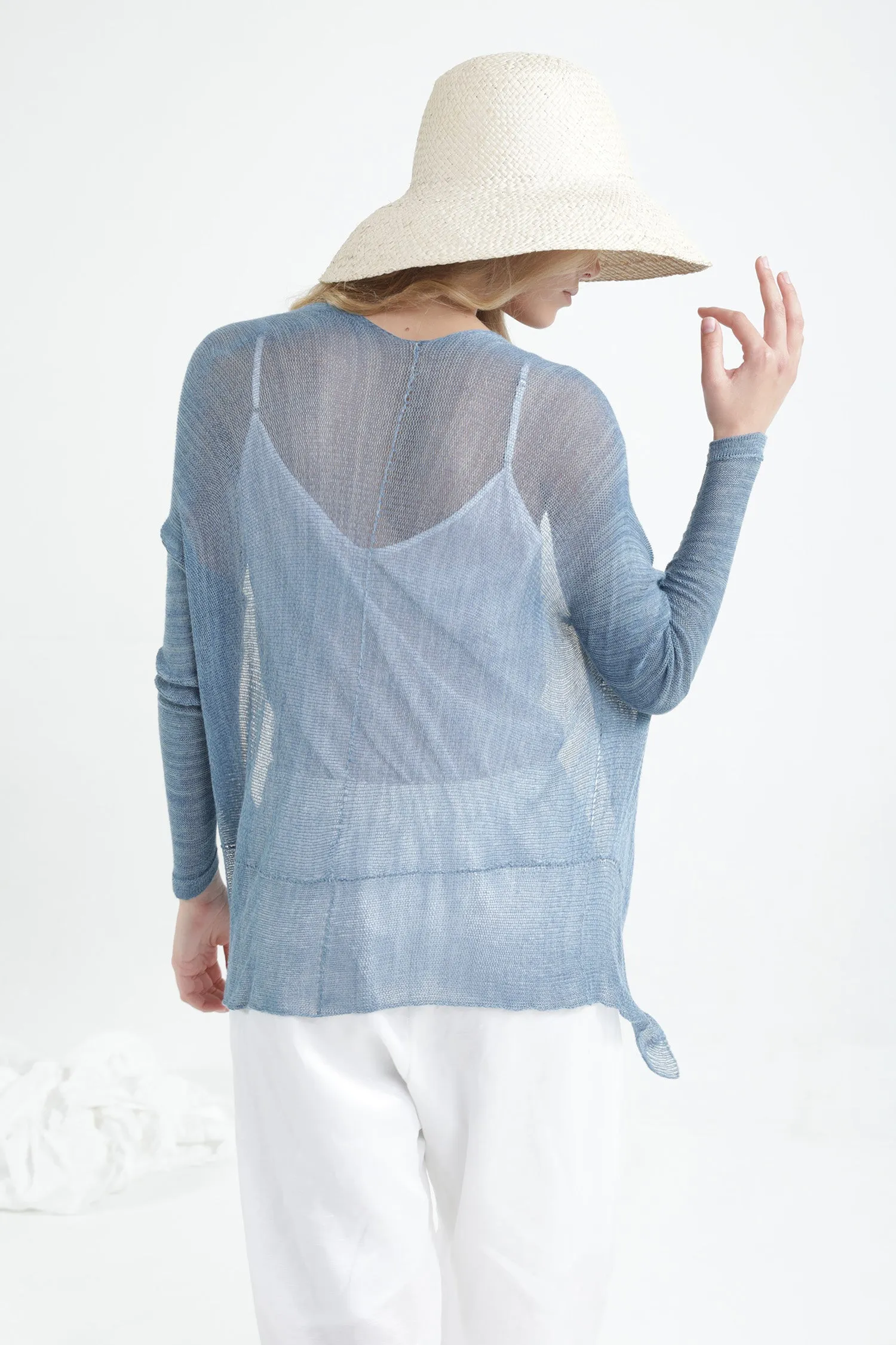 Peacock Blue Light Pas Bamboo Cardigan