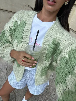 Pistachio Cream Hugs and Kisses Cardigan