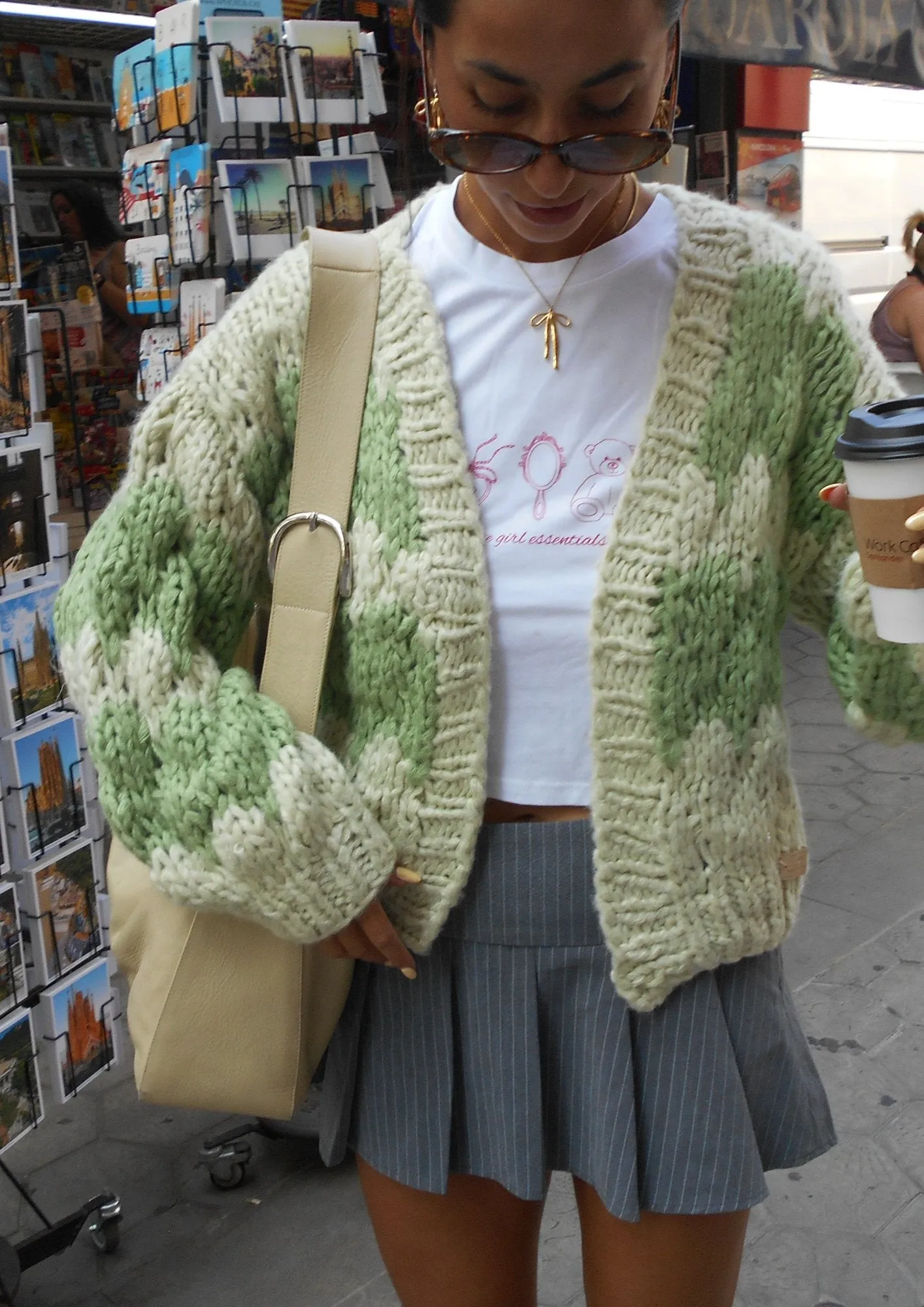 Pistachio Cream Hugs and Kisses Cardigan