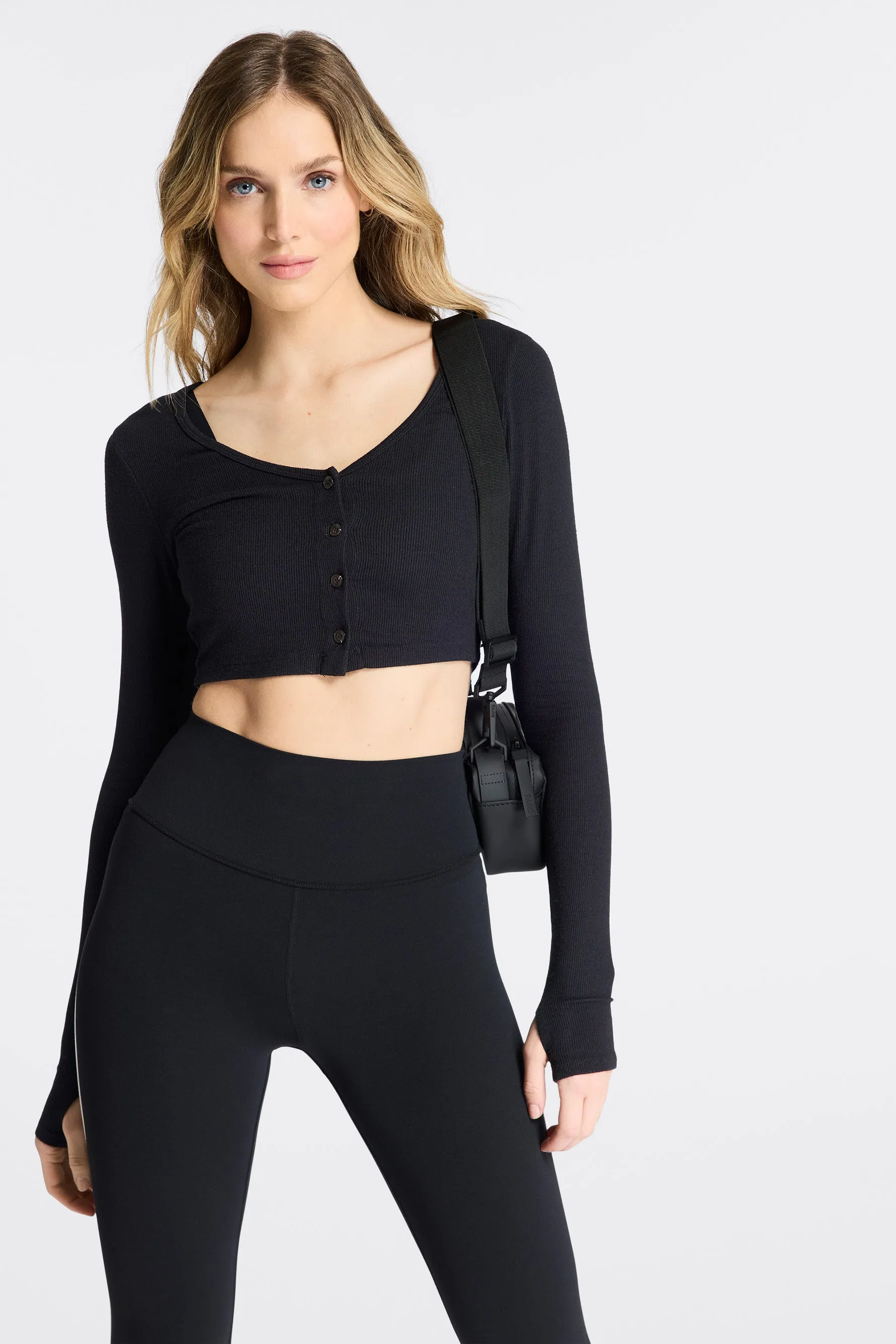 Rene Rib Crop Cardigan - Black