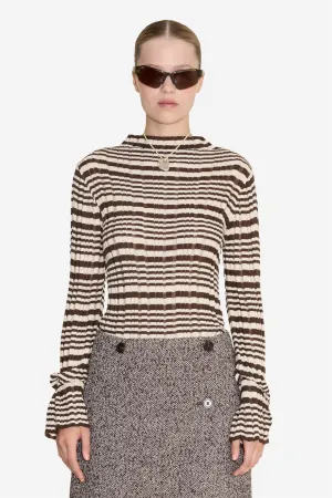 Rib Stripe Turtleneck Brown Mix