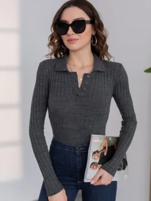 SGW Thermal V-Neck Knit Shirt - Steel Grey (Perfect for Summer)