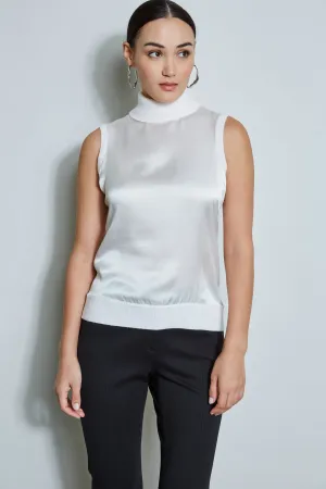 Sleeveless Satin Front Sweater