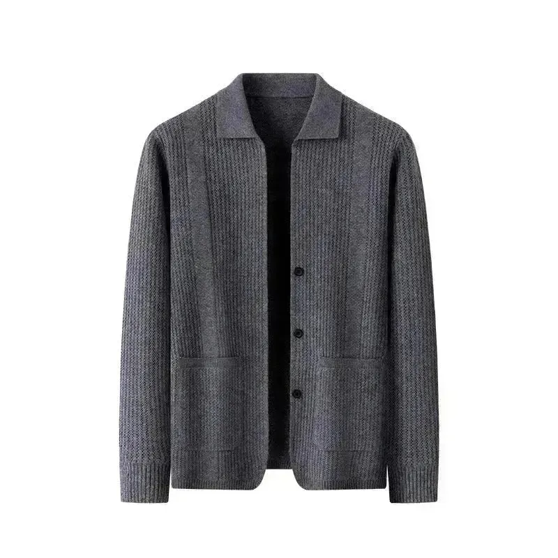 Slim fit Knitted Cardigan sweater For Young Men Workwear for fall Winter