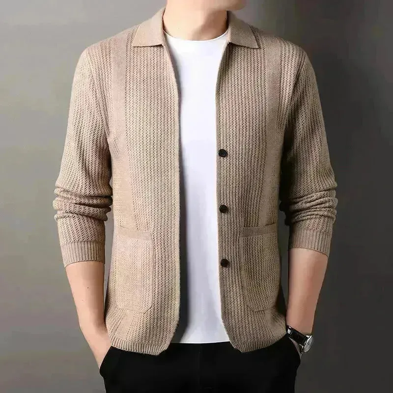 Slim fit Knitted Cardigan sweater For Young Men Workwear for fall Winter