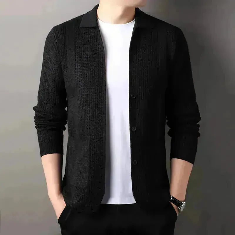 Slim fit Knitted Cardigan sweater For Young Men Workwear for fall Winter