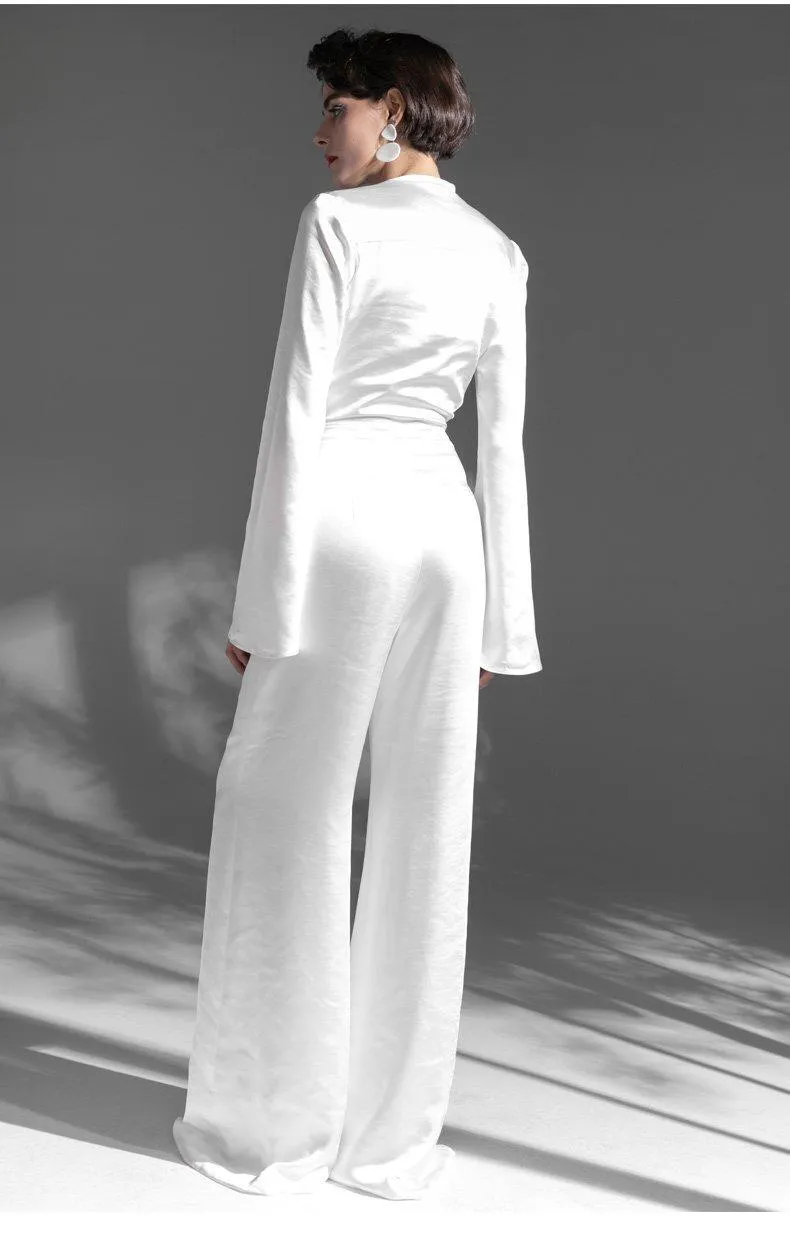 Stylish elegant simple minimalist white wedding jumpsuit - Tarin