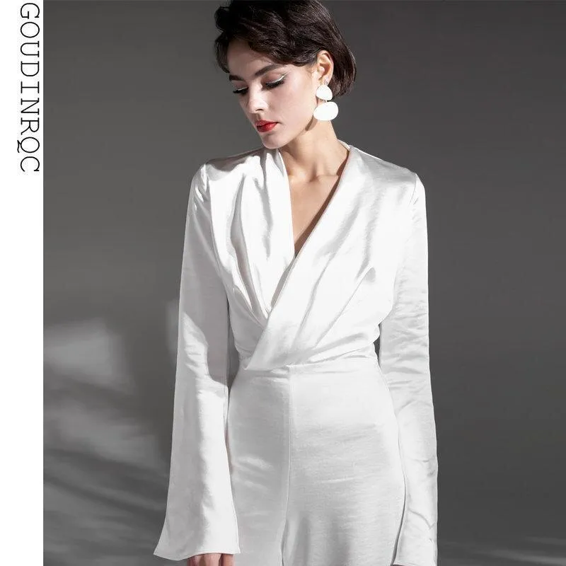 Stylish elegant simple minimalist white wedding jumpsuit - Tarin