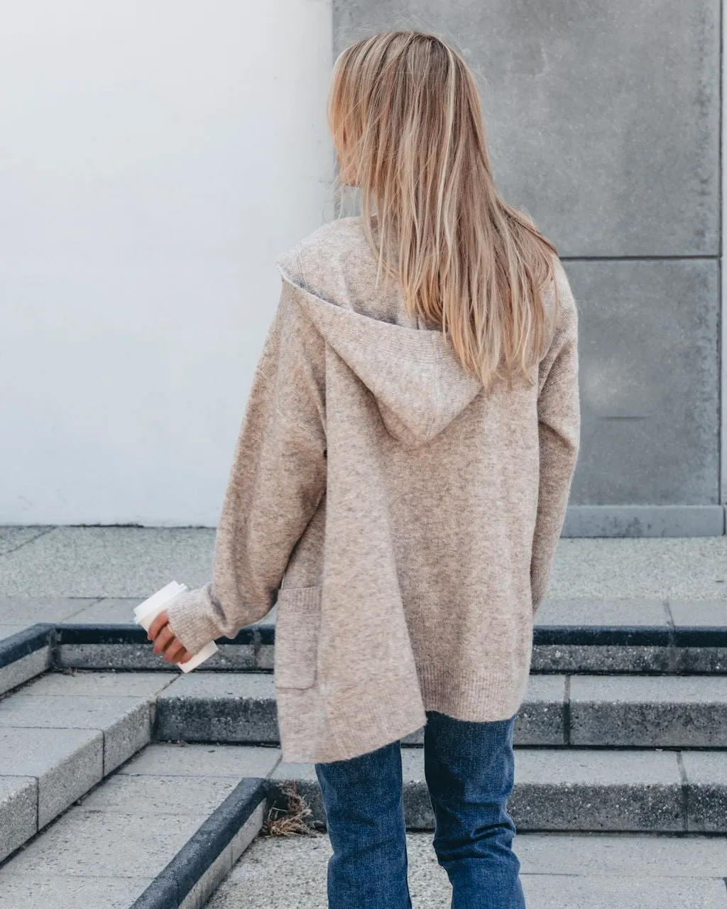 Taupe Hooded Sweater Cardigan