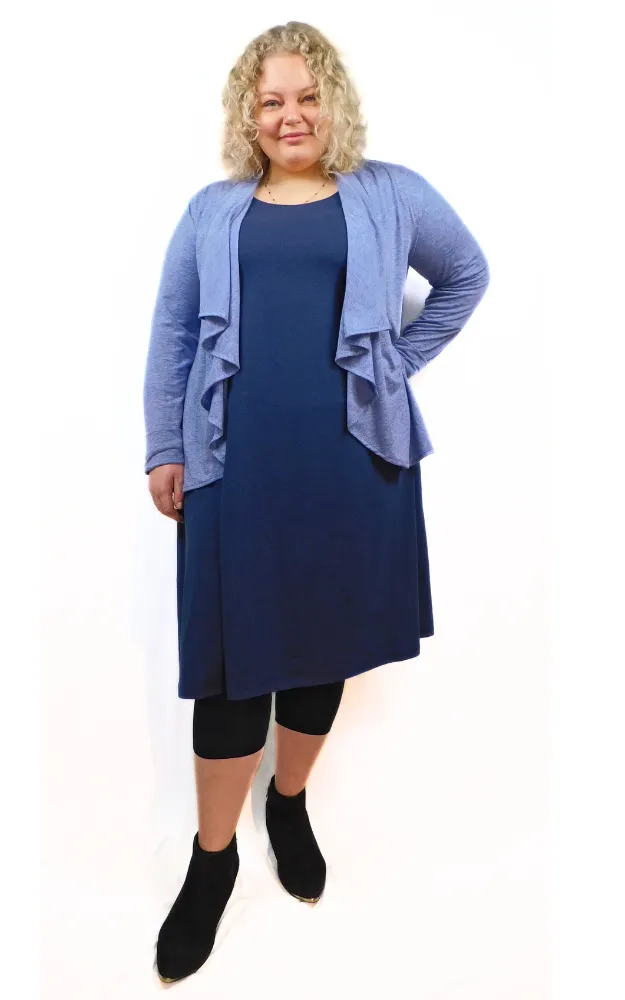 Tencel Merino Wool Fitted Short Cardigan Wrap - Heather Eggplant