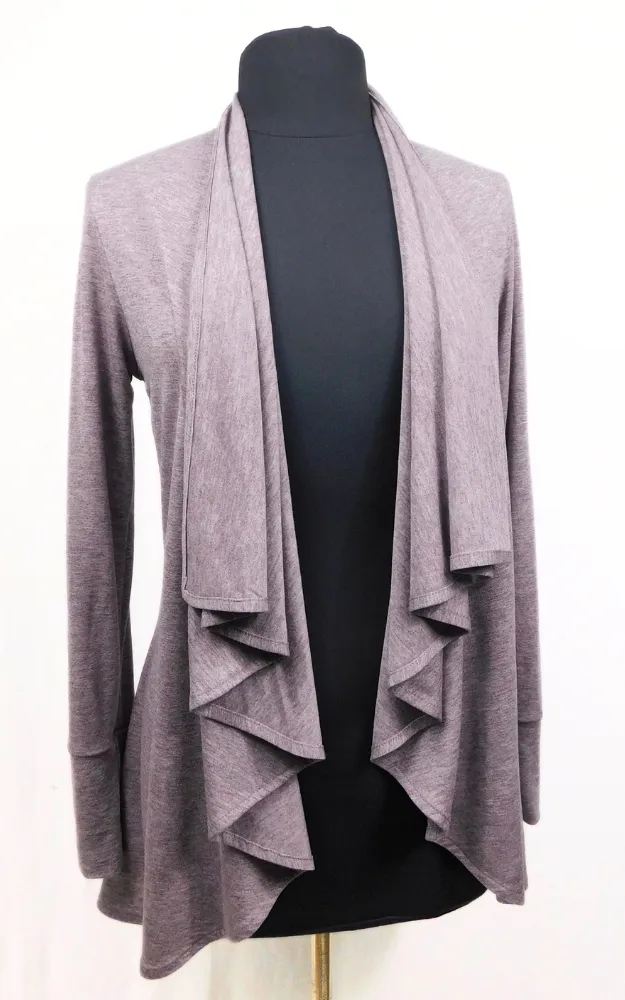 Tencel Merino Wool Fitted Short Cardigan Wrap - Heather Eggplant