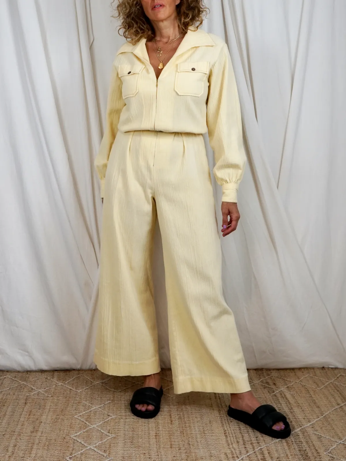 Vintage 70's Buttermilk Cotton Jumpsuit