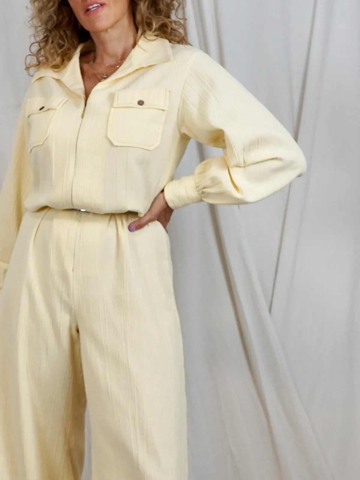 Vintage 70's Buttermilk Cotton Jumpsuit